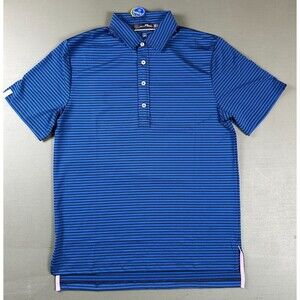 RLX Ralph Lauren Golf Polo Shirt Small Blue Stripe Wicking Evaporcue Stretch NWT
